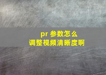 pr 参数怎么调整视频清晰度啊